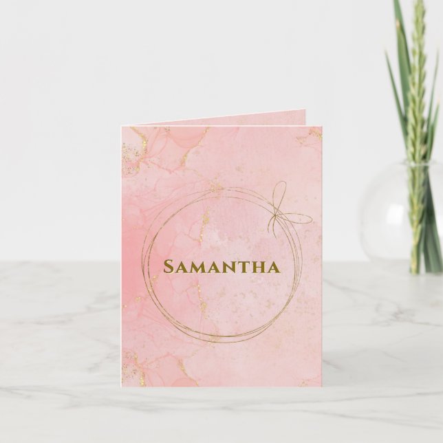 Nom personnalisé Pink et Gold plié (Devant)