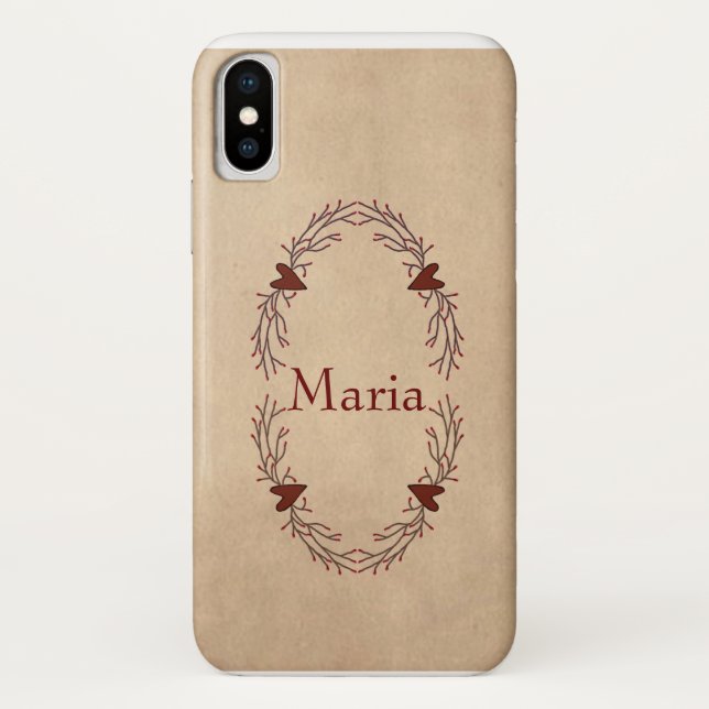 Nom personnalisé Pip Berry Hearts iPhone X Coque (Dos)