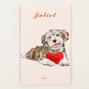 Nom personnalisé Planificateur Chien Coeur Amour