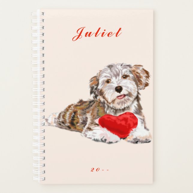 Nom personnalisé Planificateur Chien Coeur Amour (Devant)