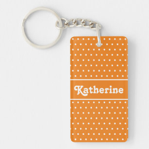 Nom personnalisé Polka Dot Orange et Porte - clé b