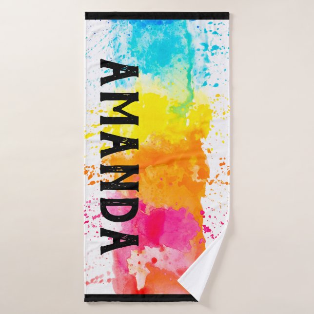 Nom personnalisé Rainbow (Serviette de bain)