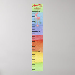 Nom personnalisé Rainbow kid Growth Poster