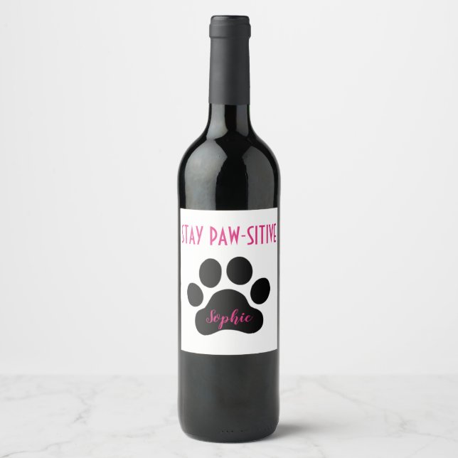 Nom Personnalisé Restez Paw Sitive Chien Étiquette (Devant)