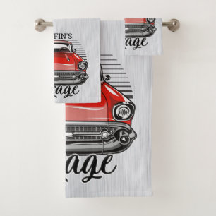 NOM personnalisé Retro Red Classic Car Garage