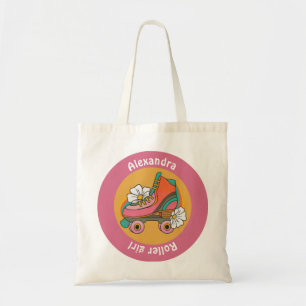 nom personnalisé roller skate fille rose girly sac