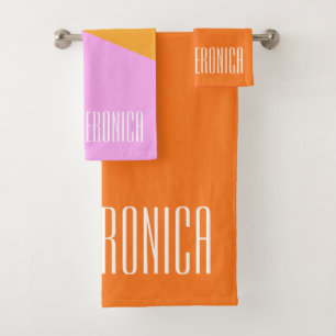 Nom personnalisé rose orange jaune géométrique