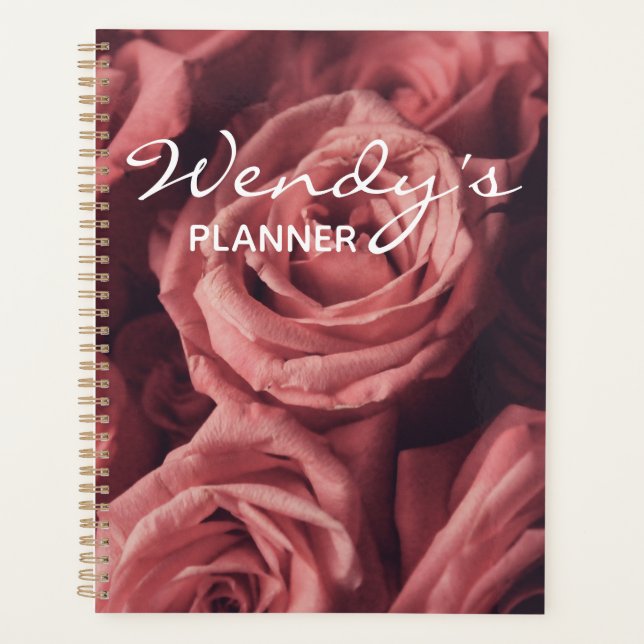 Nom Personnalisé Rose Planificateur Journal Femme  (Devant)