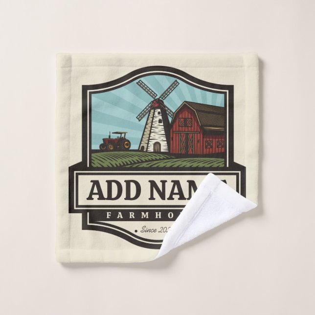 NOM personnalisé Rustic Farmhouse Vieux moulin à v (Gant de toilette)