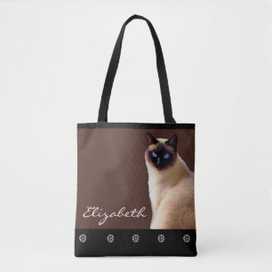 Nom personnalisé Sac fourre-tout de chats de Siam