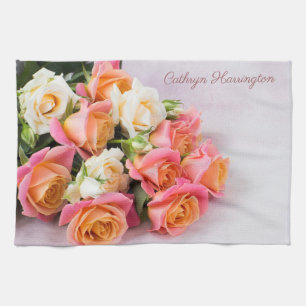 Nom personnalisé serviette de cuisine Rose