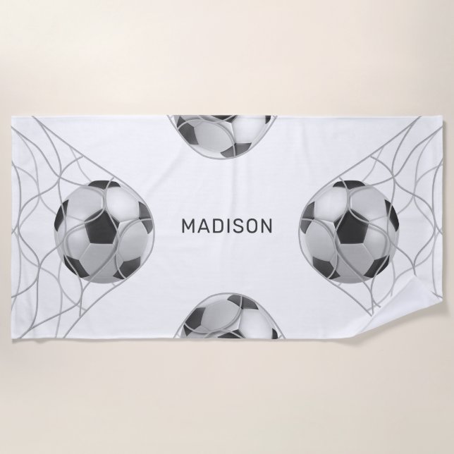 Nom personnalisé Serviette de plage Soccer Goals (Devant)