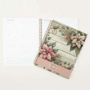 Nom Personnalisé Shabby Chic Pastel Poinsettias Ga