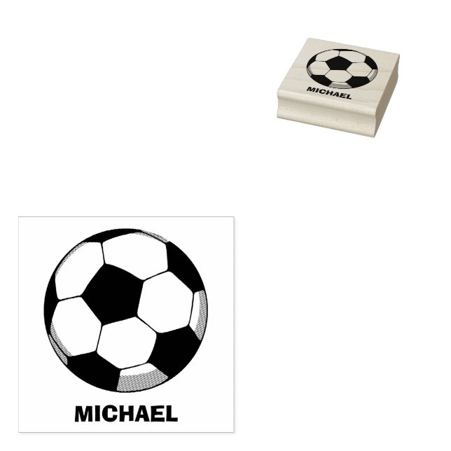 Nom personnalisé Soccer tampon caoutchouc boule de (Tamponné)