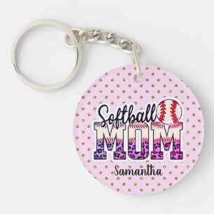 Nom personnalisé Sotball Maman Point rose et or