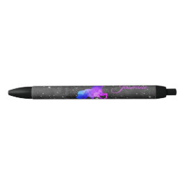 Nom personnalisé Stylo à licorne noir/violet