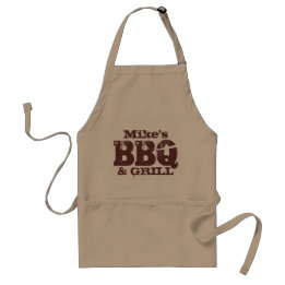 Nom personnalisé tablier BBQ pour les gars | beige
