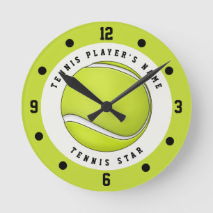 Nom personnalisé Tennis Player Ball Round Horloge