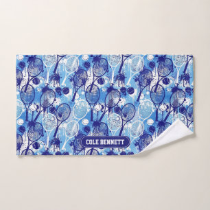 Nom personnalisé Tennis Towel Blue Arty Motif