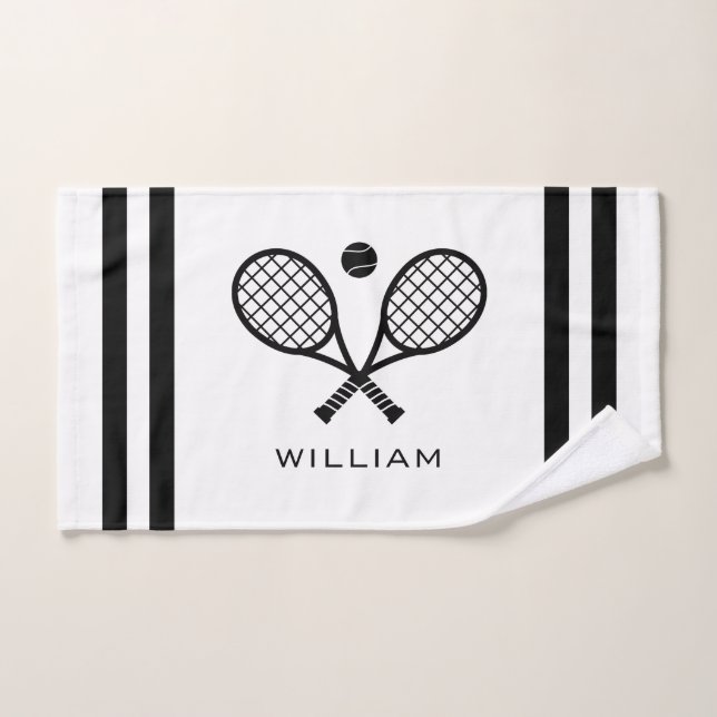 Nom personnalisé Tennis White Stripes (Serviette à main)