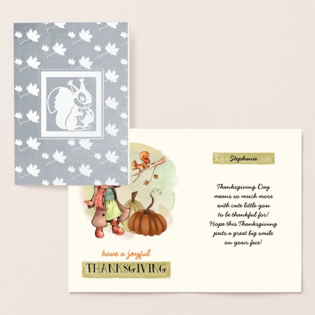Nom personnalisé Thanksgiving Real Foil Cartes pou (Affichage)