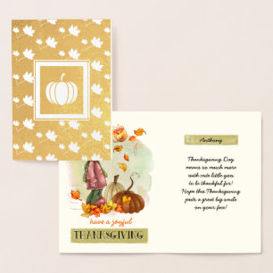 Nom personnalisé Thanksgiving Real Foil Cartes pou