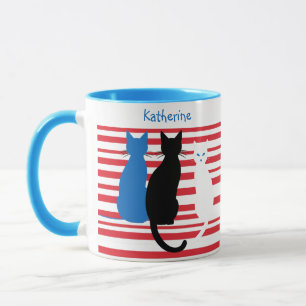 Nom personnalisé Trois chats en bande de Mug