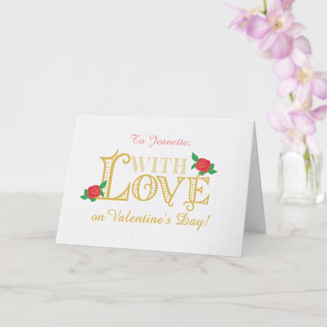 Nom personnalisé Valentines Jour avec carte Red Ro (Orchidée)