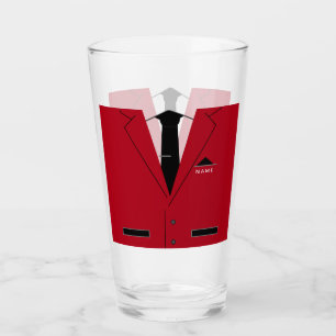 Nom personnalisé Verre de texte avec costume rouge