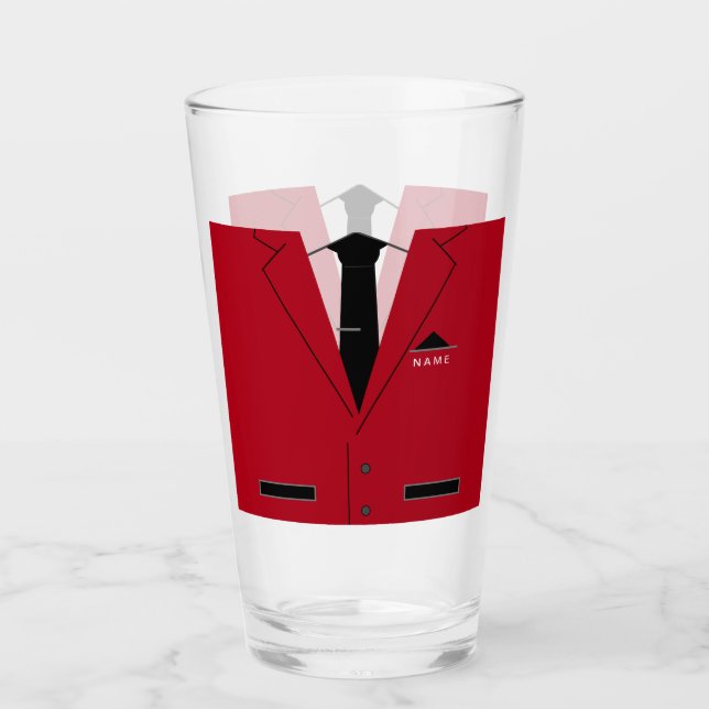 Nom personnalisé Verre de texte avec costume rouge (Devant)