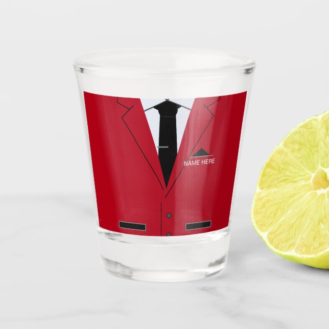 Nom personnalisé Verre de tir avec costume rouge e (Devant)