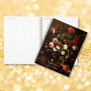 Nom personnalisé Vintage Floral Art Gold Monogramm