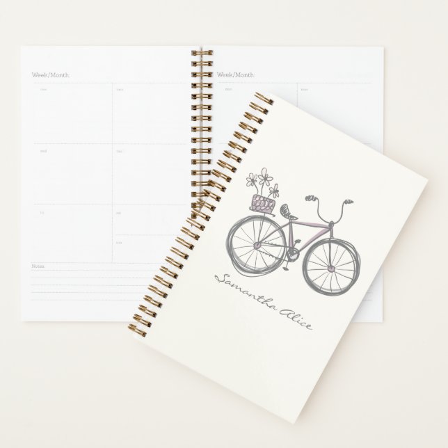 Nom personnalisé Whimsical Bicycle Cute Vintage (Devant avec enveloppe)