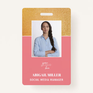 Nom photo de l'employé personnalisé et badge d'ID 