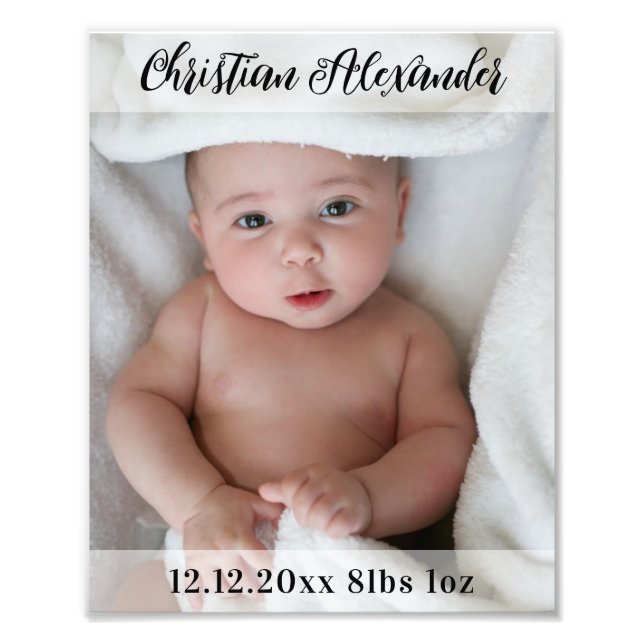 Nom photo du bébé personnalisé Date de naissance P (Devant)