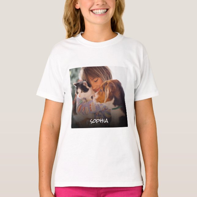 Nom photo personnalisé Texte T-shirt personnalisé (Devant)