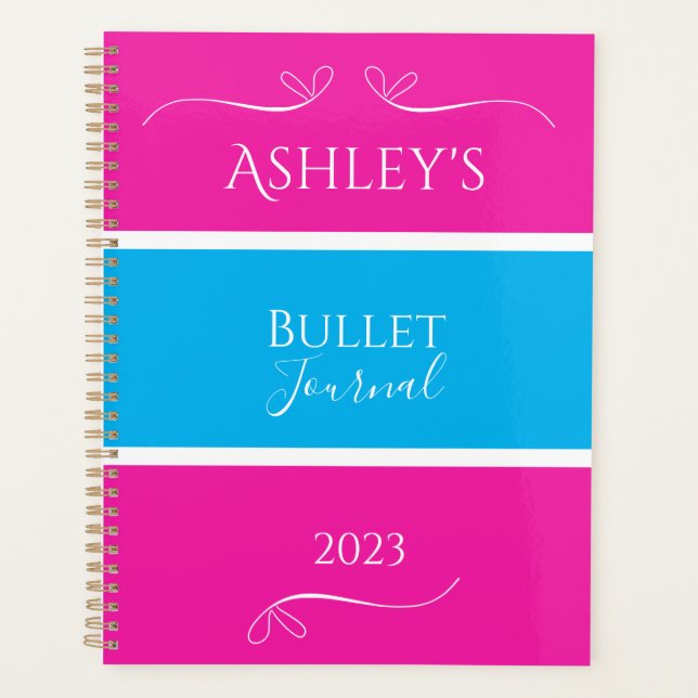 Nom Pink Blue Modern Bulle Journal (Devant)