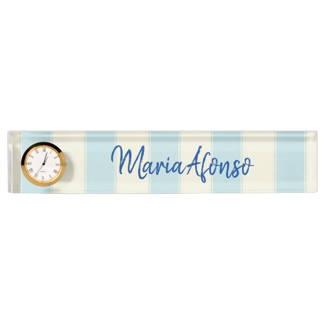 Nom Plaque Bleu Beige Bande (Devant)