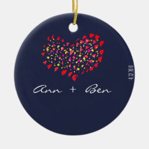 Nom Plus Coeur Rouge Date Ornement
