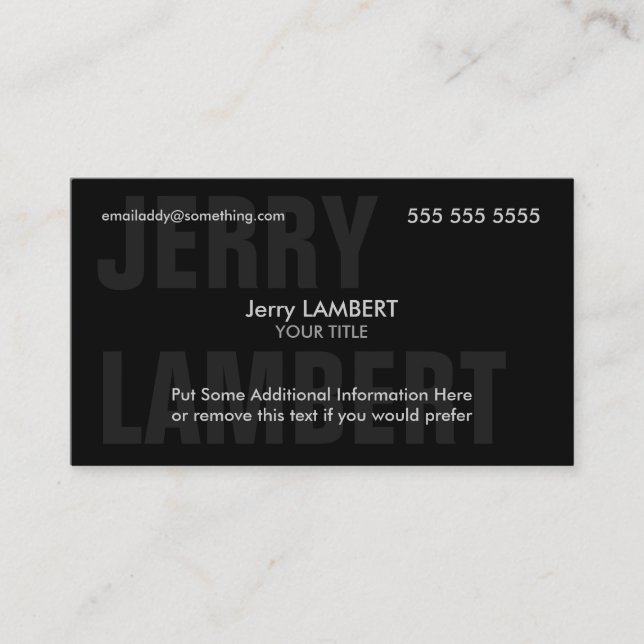 Nom Propre Black Visitenkarte (Vorderseite)