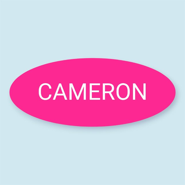 Nom rose-chaud Ovale Balise Badge Pin ou Magnétiqu (MISOOK Hot Pink Oval Name Tag)