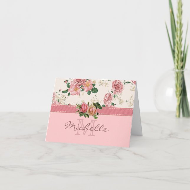 Nom rose et monogramme de cottage romantique (Devant)