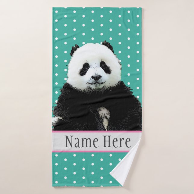 Nom sauvage de l'animal de l'ours de Panda Cute (Serviette de bain)