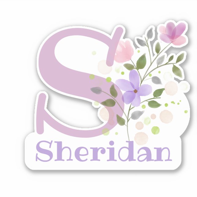 Nom Sheridan avec la lettre S Sticker coupé (Devant)