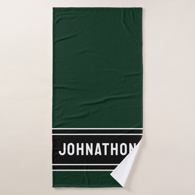 Nom Simple Noir Blanc Son Vert (Serviette de bain)
