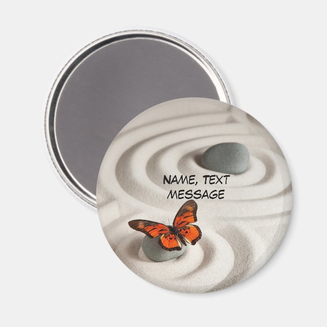 Nom sur 2,25-in rond, Zen Garden Magnet (Recto/Verso)