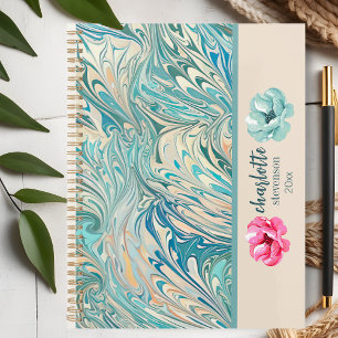 Nom tendance Personnalisé Turquoise Marble Geode D