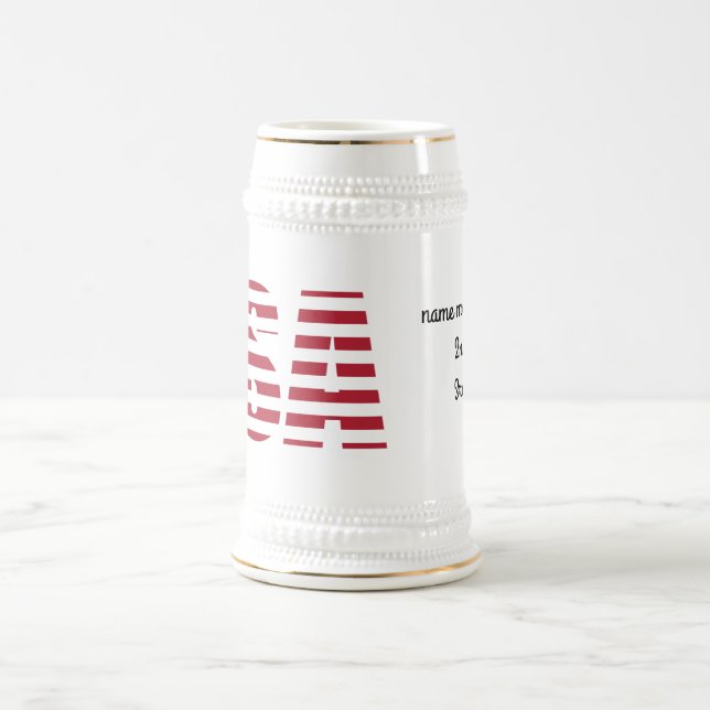 Nom, Texte sur USA 22oz White Gold Stein Mug (Centre)