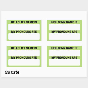 Nom vert jaune et Étiquettes Pronoun