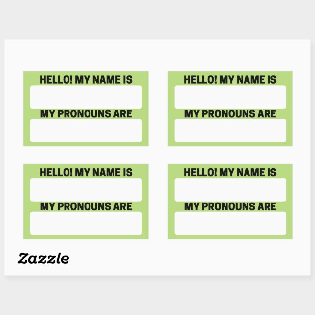 Nom vert jaune et Étiquettes Pronoun (Feuille)